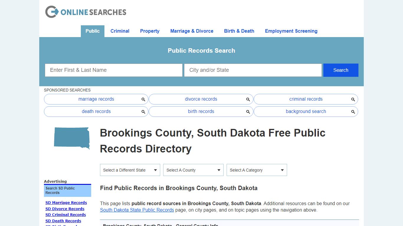 Brookings County, South Dakota Public Records Directory